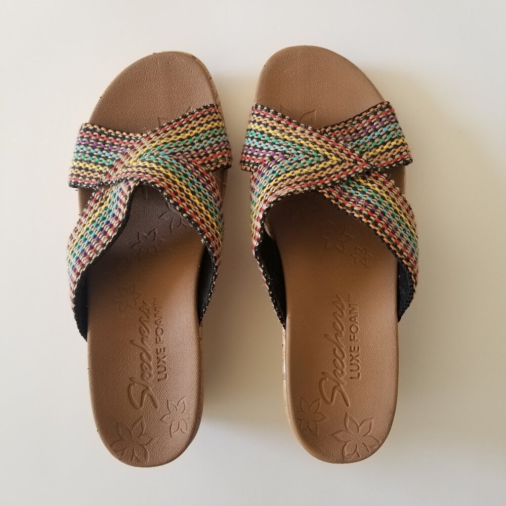 Sketchers Luxe Foam Multi Color Sandal Size 8 - image 1